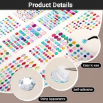 Gartful 840PCS Gems Rhinestone Stickers, 10 Sheets Colorful Self Adhesive Jewel Sticker Bling Diamond Crystal for Art&Craft Project, Makeup, Nails, Scrapbooking Embellishment, 10 Shapes &Assorted Size