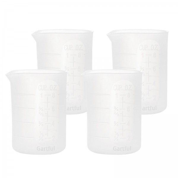 Gartful 4pcs 250ml Silicone Measuring Cups Large Nonstick Reusable Silicone Mixing Cups for Epoxy Resin Casting Molds
