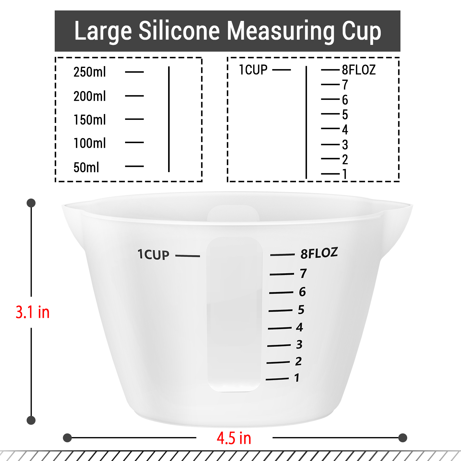 liquid measuring cup sizes 250ml measuring