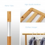 Gartful Coatstands Rack Storage Bench Heavy Duty Bamboo Clothes Rack with 2 Tier Shoe Shelves and Laundry Basket Commercial Hanger Drying Racks
