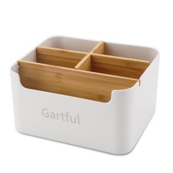 Gartful Desk Storage Box Home Furniture Accessories Divided Bamboo Desktop Organizer Detachable Modern Wooden Desk Side Holder