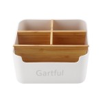 Gartful Desk Storage Box Home Furniture Accessories Divided Bamboo Desktop Organizer Detachable Modern Wooden Desk Side Holder