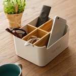 Gartful Desk Storage Box Home Furniture Accessories Divided Bamboo Desktop Organizer Detachable Modern Wooden Desk Side Holder